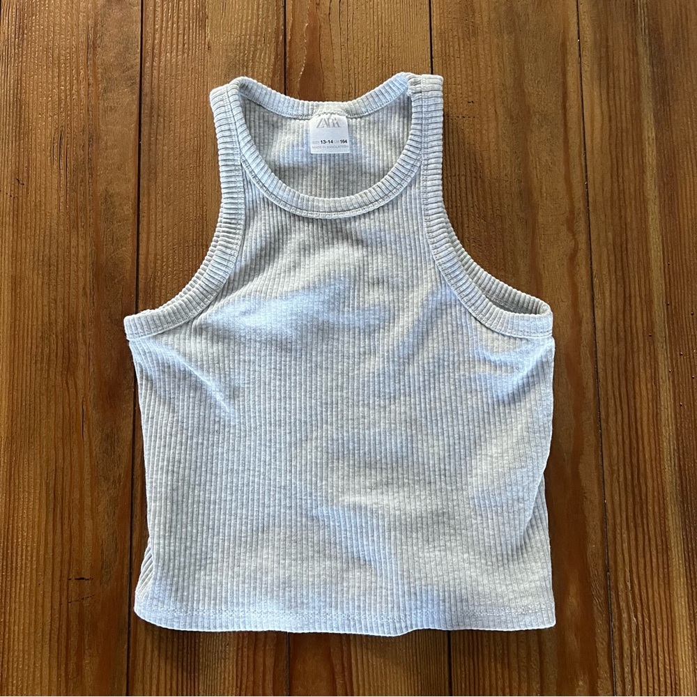 Zara Light Gray Ribbed Top